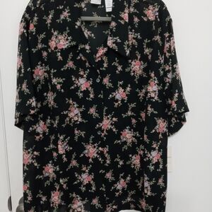 Emma James Women's floral plus size sheer blouse